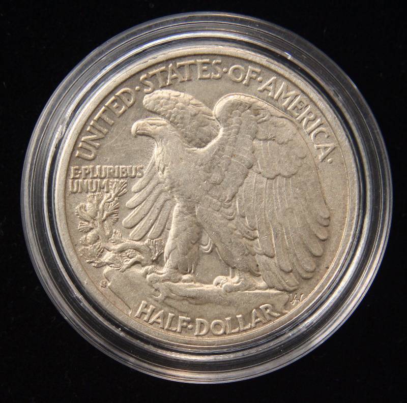 1943-S WALKING LIBERTY SILVER HALF DOLLAR IN AIRTITE