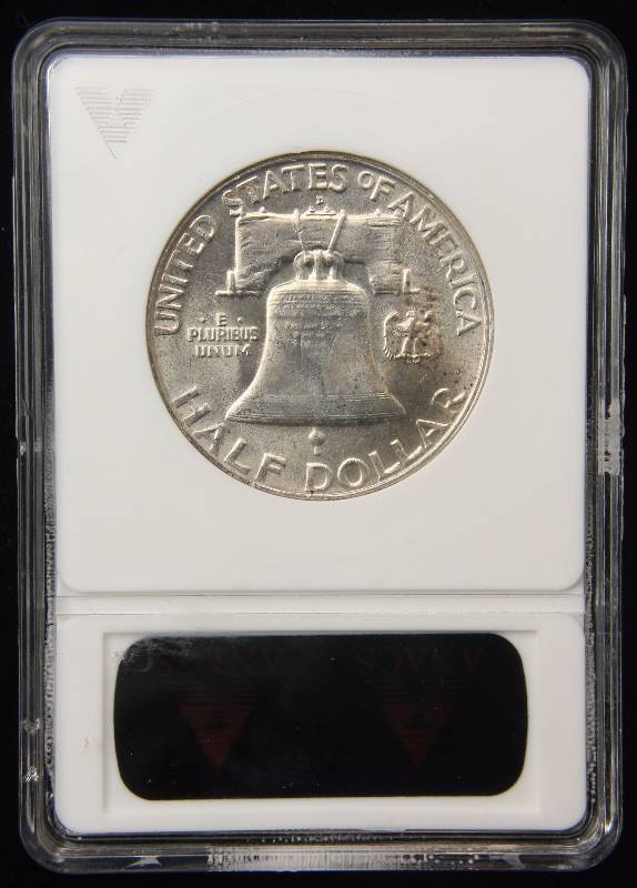 1954-D FRANKLIN SILVER HALF DOLLAR MS64 FBL FULL BELL LINES ANACS