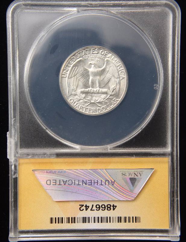 1946 WASHINGTON SILVER QUARTER MS63 ANACS