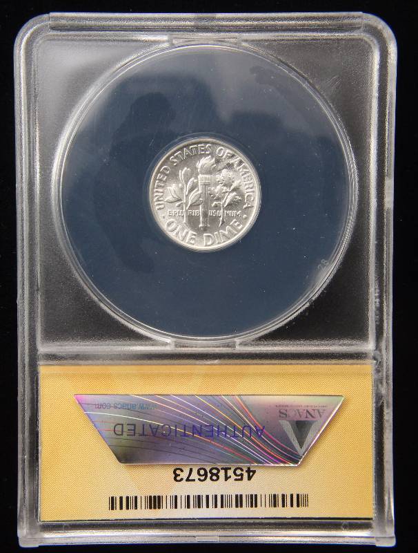 1953 ROOSEVELT SILVER DIME MS65 ANACS