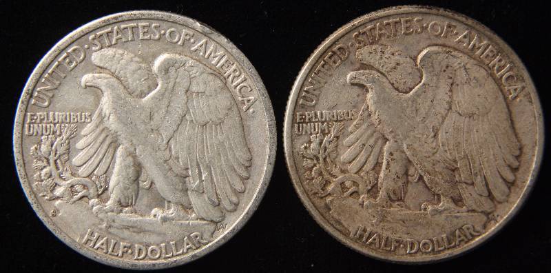 1942-S & 1946-P WALKING LIBERTY SILVER HALF DOLLARS