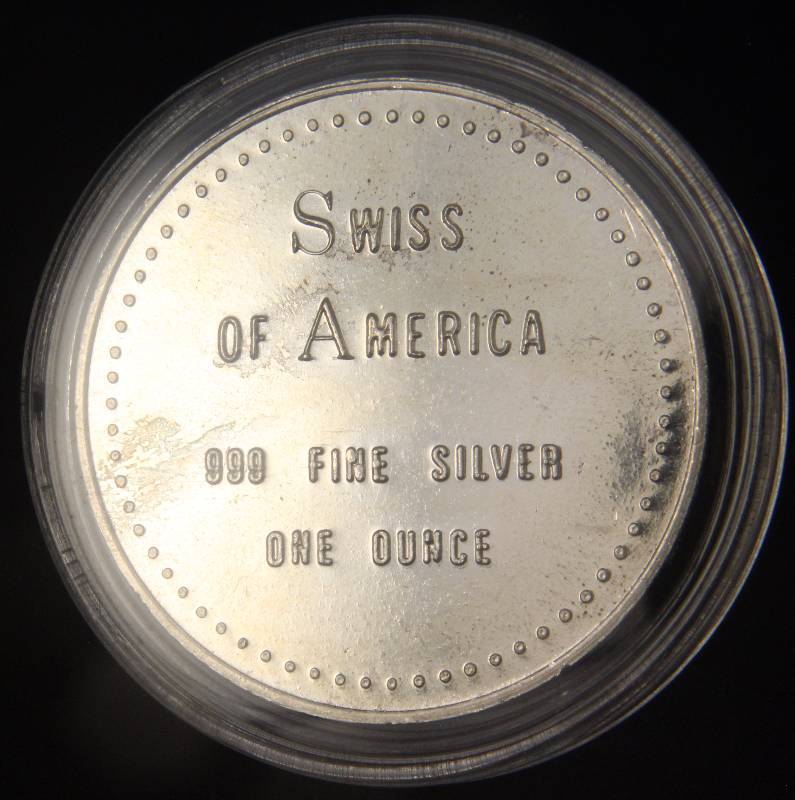 1 TROY OZ. .999 FINE SILVER SWISS OF AMERICA IN AIRTITE