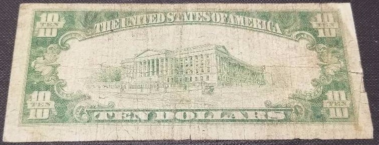 1928 US $10 FEDERAL RESERVE GOLD CURRENCY NOTE