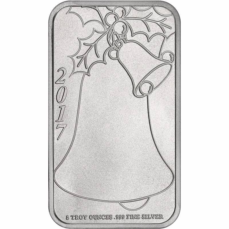 5 TROY OZ. .999 FINE SILVER CHRISTMAS SANTA BAR