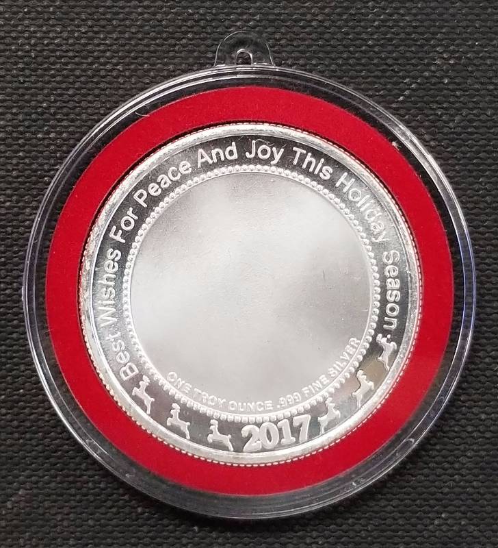 1 TROY OZ. .999 FINE SILVER CHRISTMAS FARM SCENE ORNAMENT