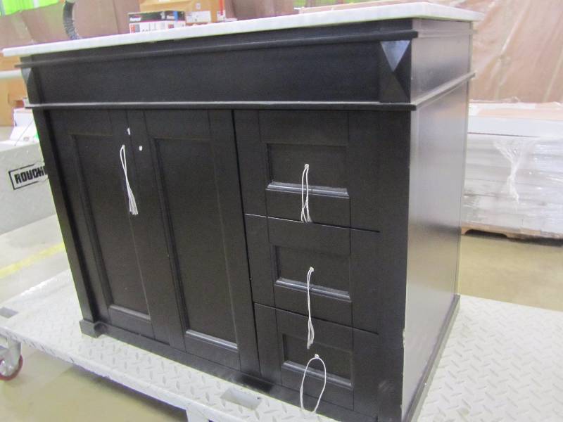lot 5 image: Vinnova Catania 36 in. W x 22 in. D x 35 in. H Vanity in Espresso with Marble Vanity Top