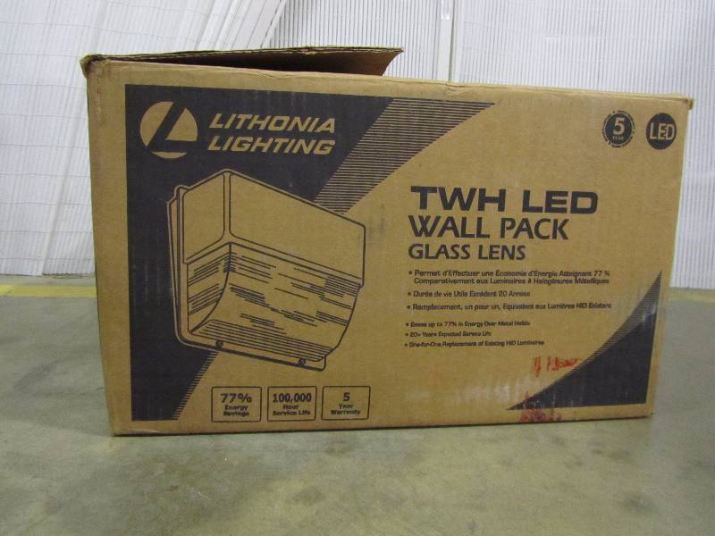 lot 26 image: Lithonia Lighting Bronze Outdoor Integrated LED 5000K Wall Pack Light