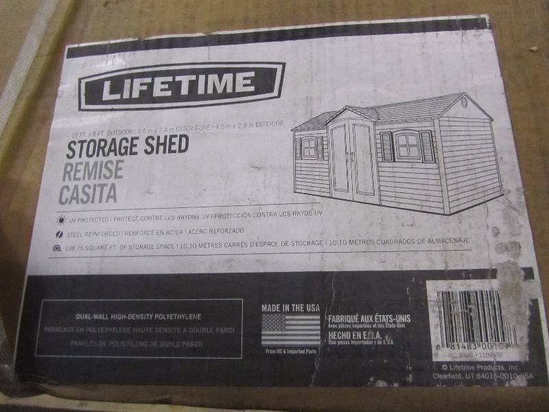 lot 39 image: Lifetime 15 ft. x 8 ft. Outdoor Garden Shed