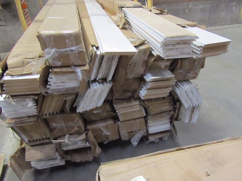 lot 49 image: Pac Trim .591 in. x 6.000 in. x 8 ft. Primed MDF Shiplap Interior Siding 8 pack (26 boxes)