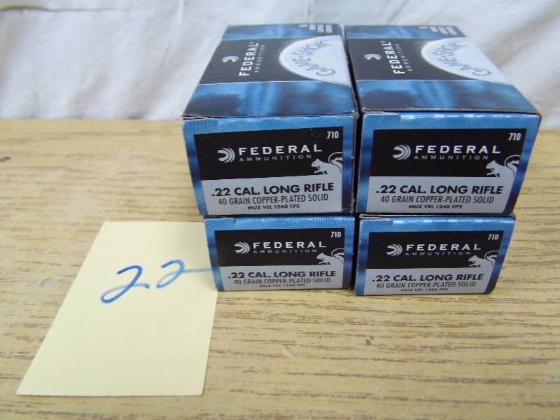 lot 22 image: 4 Boxes of 22 Long Rifle Ammunition