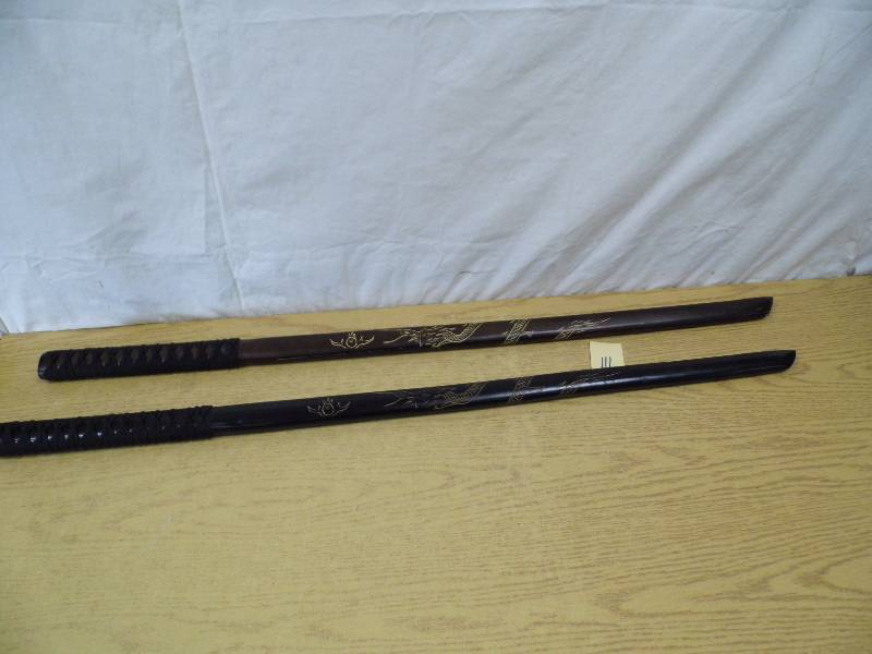 lot 111 image: 2 Katana Wooden Practice Swords