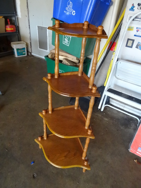 4 Tier Oak Wood Corner Shelf