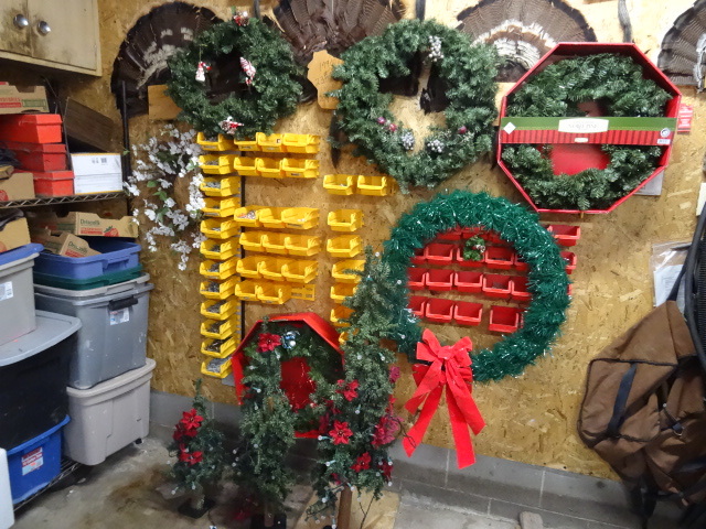 5 Artificial Wreaths, 3 Christmas Trees,