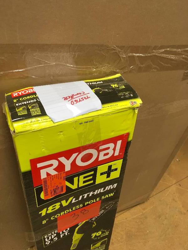 lot 38 image: Ryobi 18V Lithium 8 cordless Pole Saw
