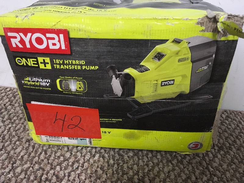 lot 42 image: Ryobi One Plus 18V Hybrid Transfer Pump not used