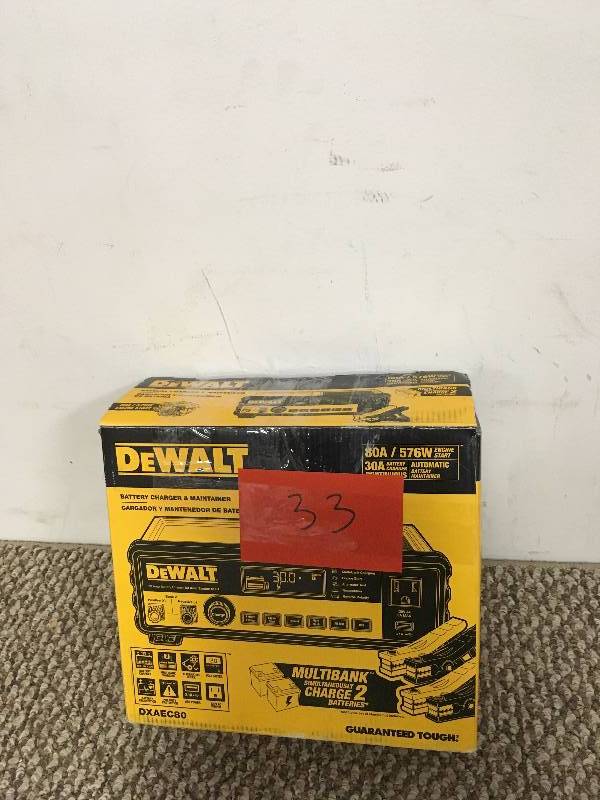 lot 33 image: Dewalt 30 Amp Multi Bank Battery Charger with 80 Amp Engine Start