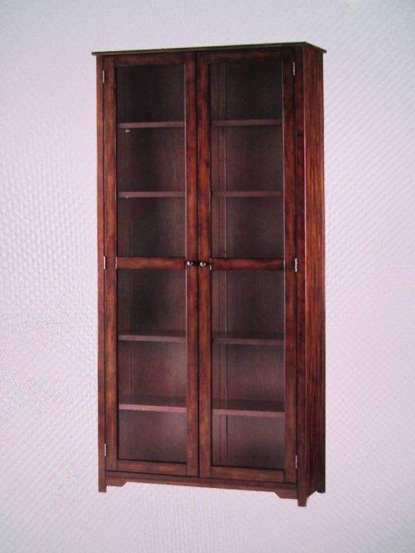 oxford chestnut galss door bookcase...