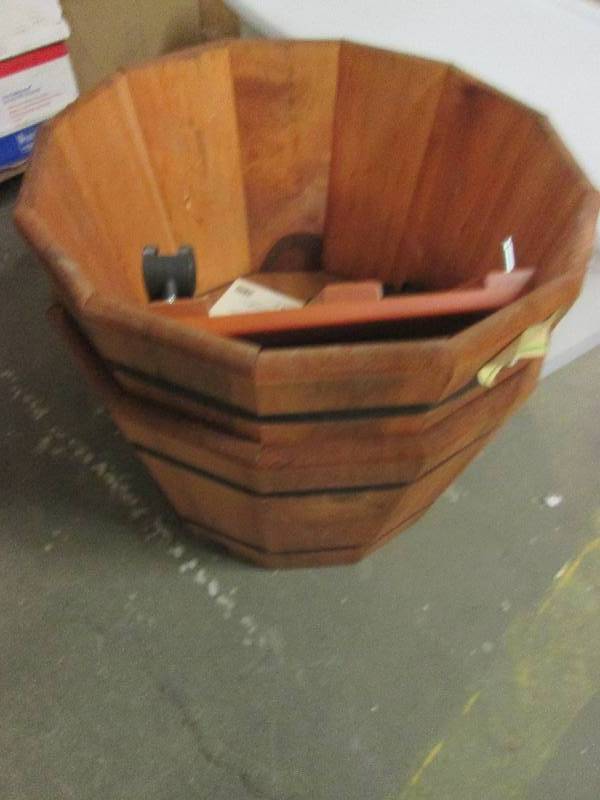 2 wood flower pots with 1 base base...