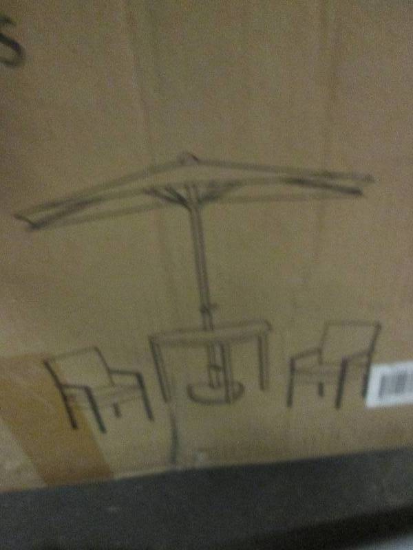 2 out door chairs and a table ...