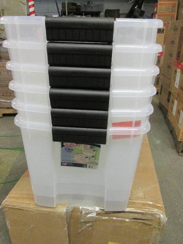 6 -70qt sterilite plastic tubs no l...