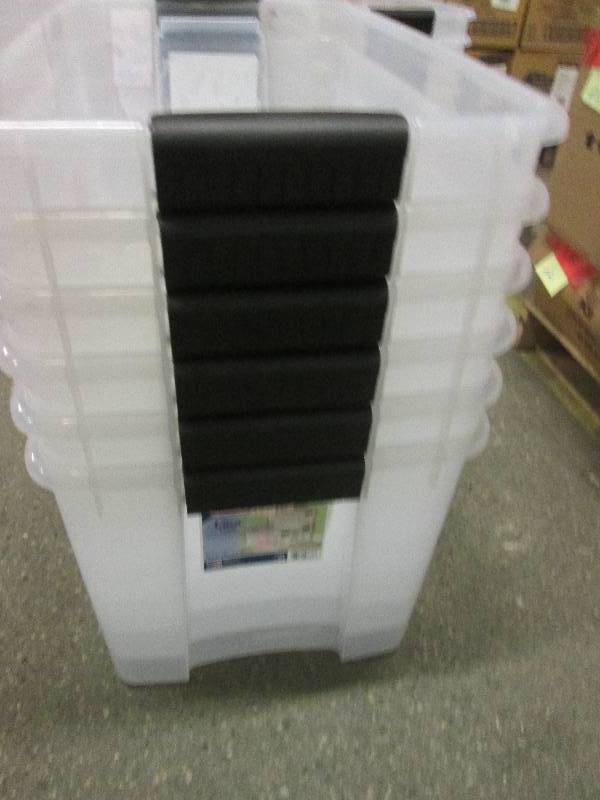 6 -70qt sterilite plastic tubs no l...