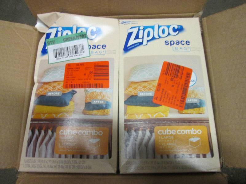 9 boxes of ziploc space bags open b...