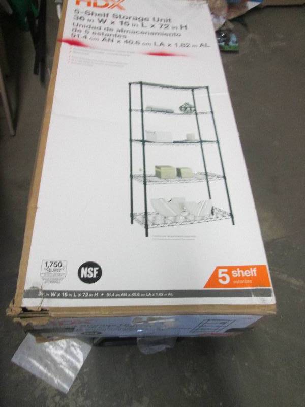 5-shelf storage unit 36 W x 16 L ...