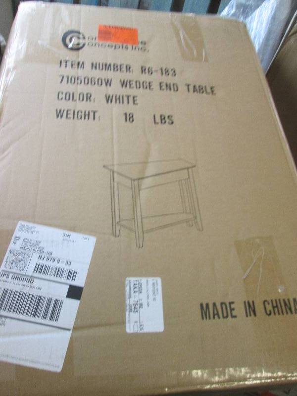wedge end table white open box ...