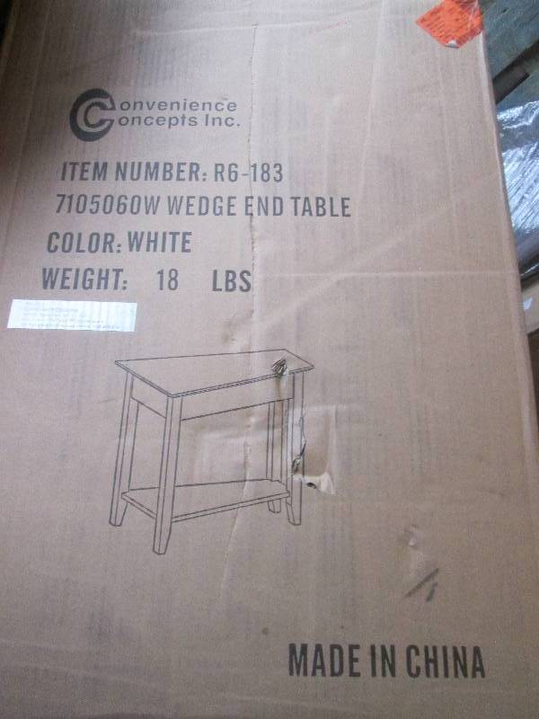 wedge end table white open box ...