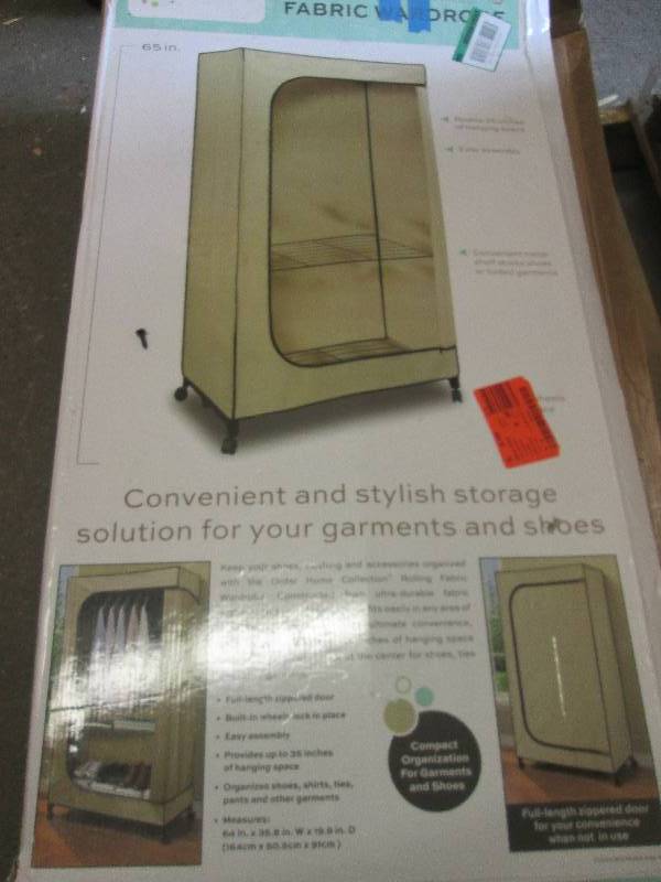 lot of 1-65 fabric rolling wardrob...