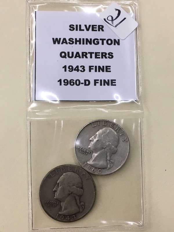 (2) Washington Silver Quarters 194...