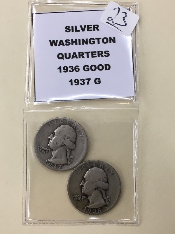 (2) Washington Silver Quarters 193...