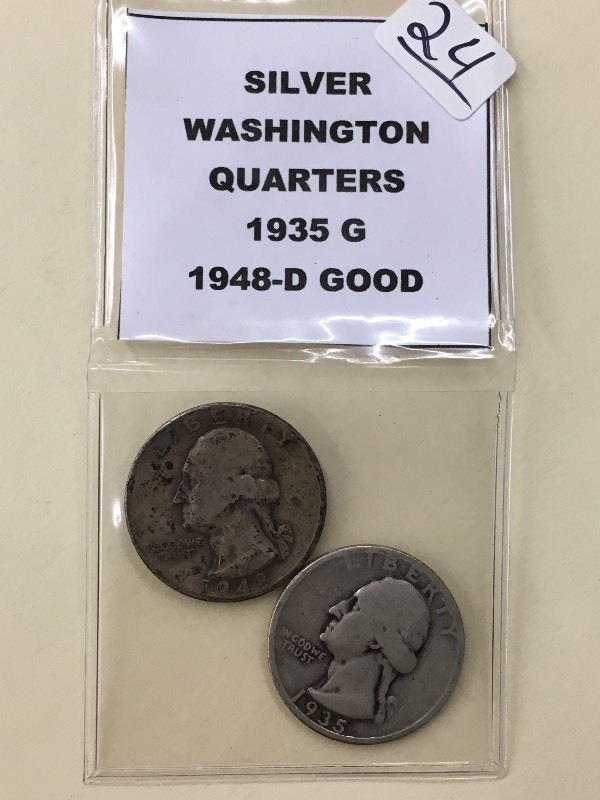 (2) Washington Silver Quarters 193...