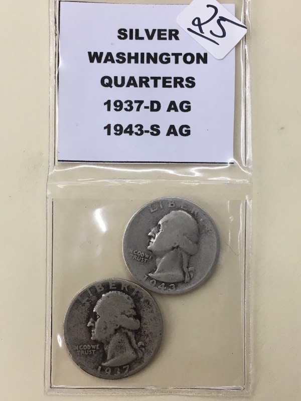 (2) Washington Silver Quarters 193...