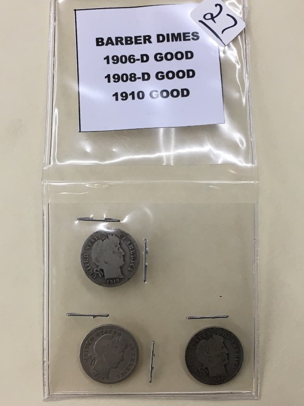 (3) Barber Dimes  1906-D  1908-D ...