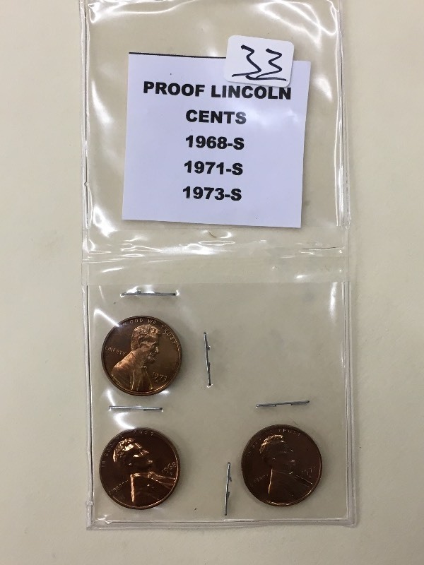 (3) Proof Lincoln Cents  1968-S  ...