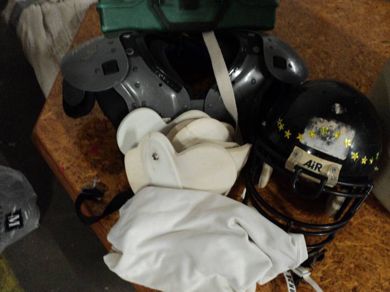 lot 15 image: hockey gear and tackle box...