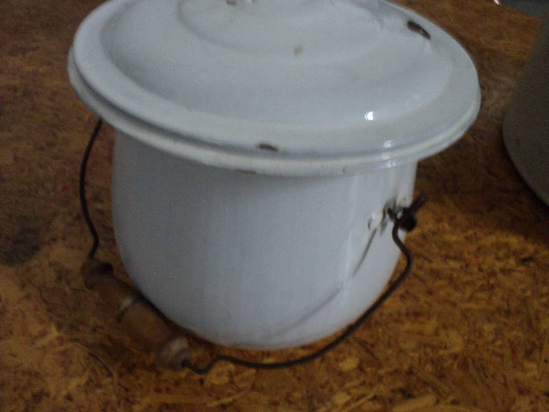 lot 16 image: enamel pot and cover...