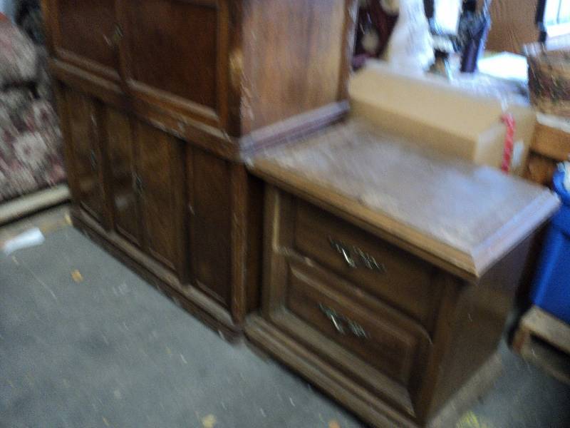 lot 52 image: radio cabinet and night stand, need...
