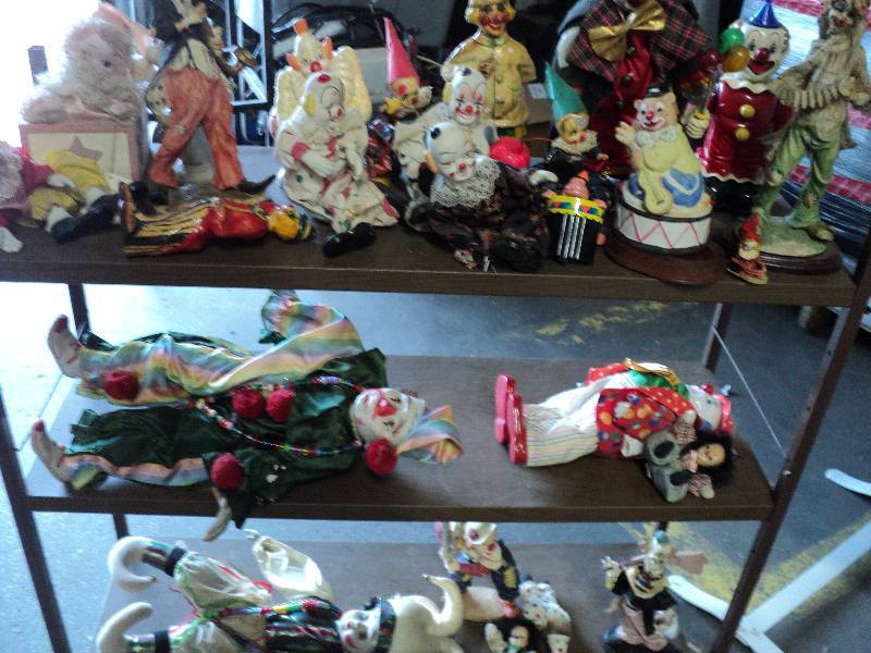 lot 63 image: clown figurines, some are paper mac...