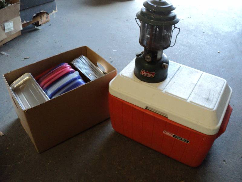 lot 69 image: cooler, lanters, and trays...