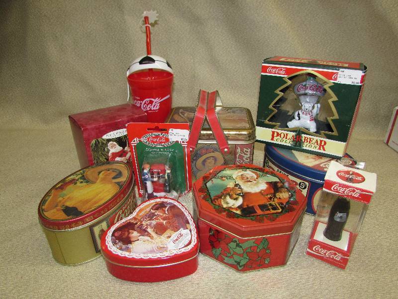 lot 152 image: COCA-COLA TINS AND ORNAMENTS