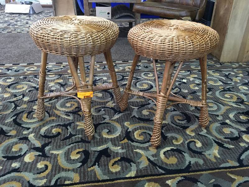 lot 181 image: TWO WICKER STOOLS