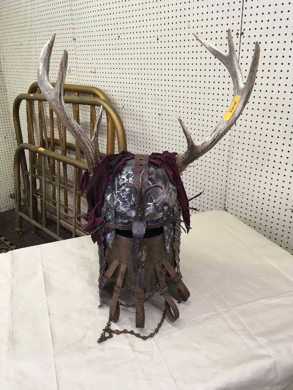 lot 171 image: HAND CRAFTED HELMET WITH DEER HORNS