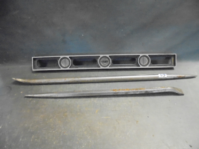 lot 60 image: 2 Pry Bars and 1 Metal Level