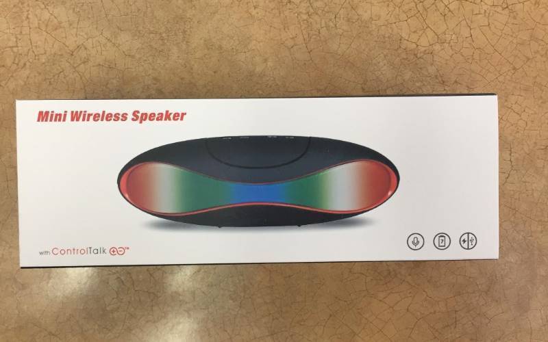 lot 1 image: New Bluetooth Wireless Ultra Portable LED Football Shaped Speaker - Color ( White ) Model BSP15L