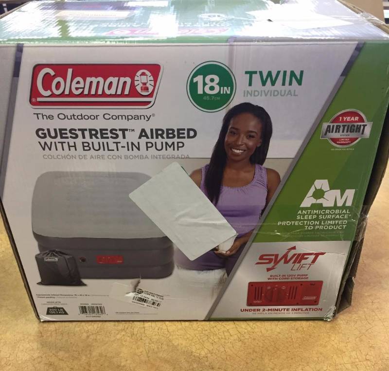 lot 199 image: Coleman GuestRest Double High Airbed with Built-In-Pump - Twin