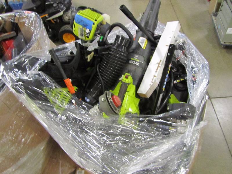 Pallet of trimmersblowerschain saws