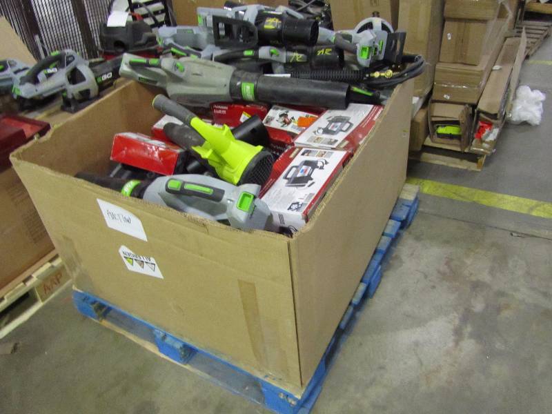 pallet of misc toolselectric leaf blowers