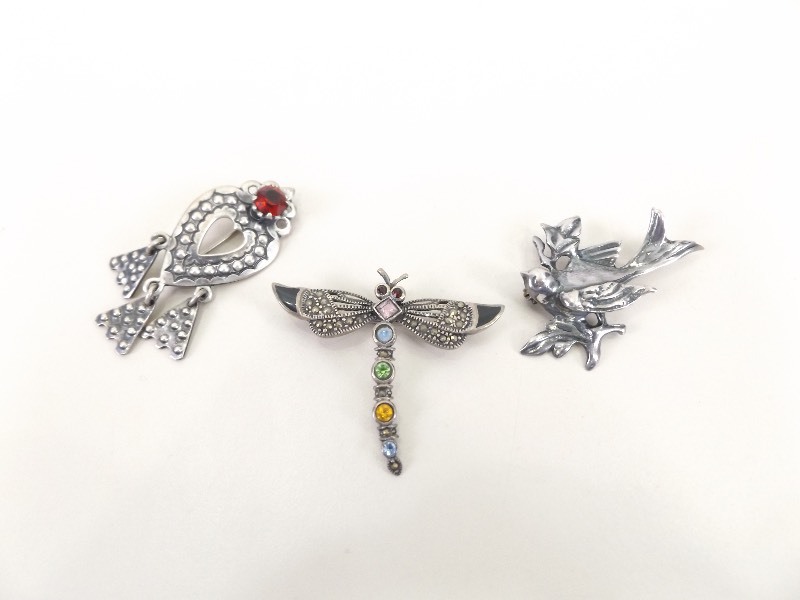 3 Sterling Silver Brooches (20.7 grams Total Weight)